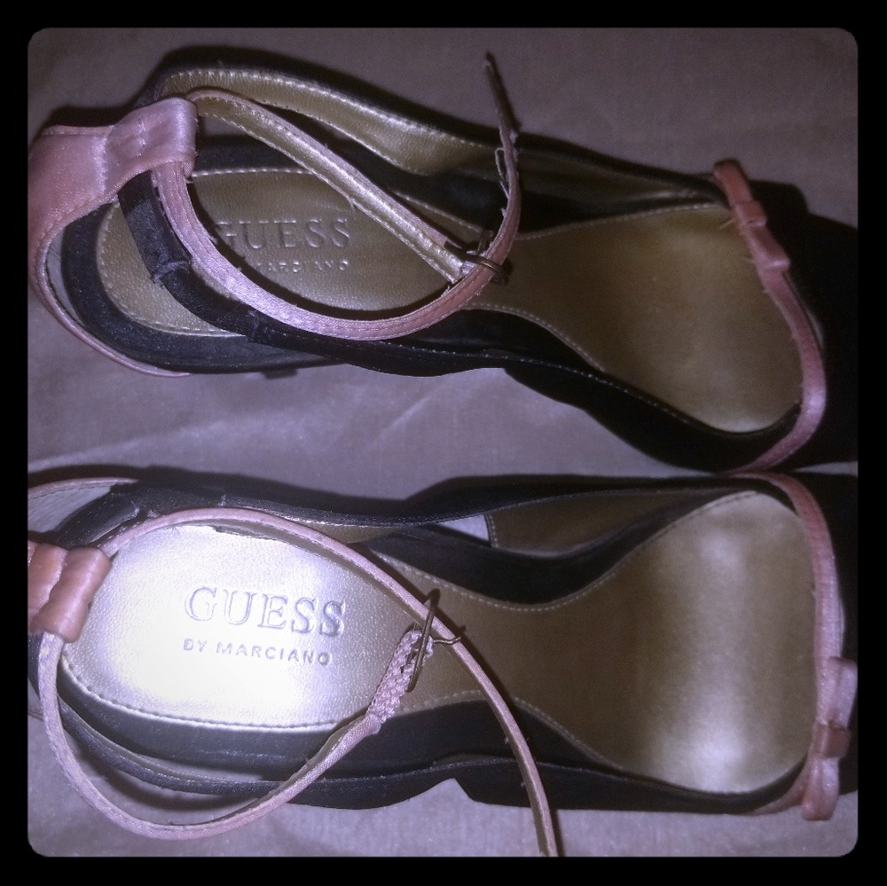 Guess Black with Pink Bow Heels